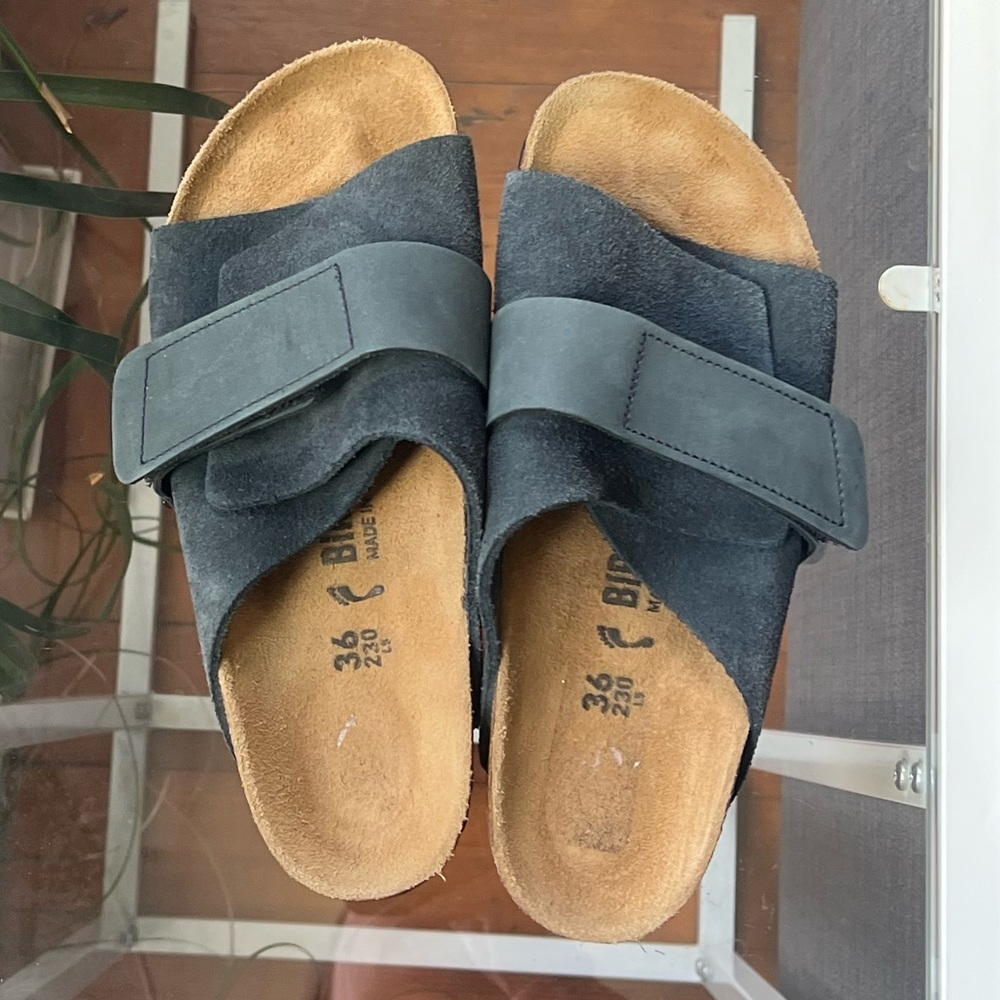 Birkenstock Tokyo Blue Suede Slip-On Sandals with Adjustable Strap